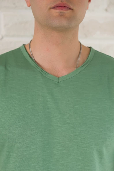 FBI SLİMFİT YIRTIKLI V YAKA PAMUKLU ERKEK YAZLIK T-SHİRT - 4