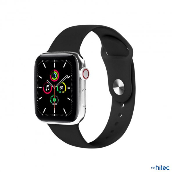 ScHitec 42-49mm Yeni Nesil Apple Uyumlu Akıllı Saat Kordonu Silikon Siyah - 3