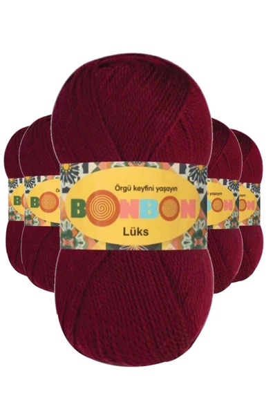 5 Adet Lüks Patik İpi Yünü Bordo 98220 ürün görseli 1