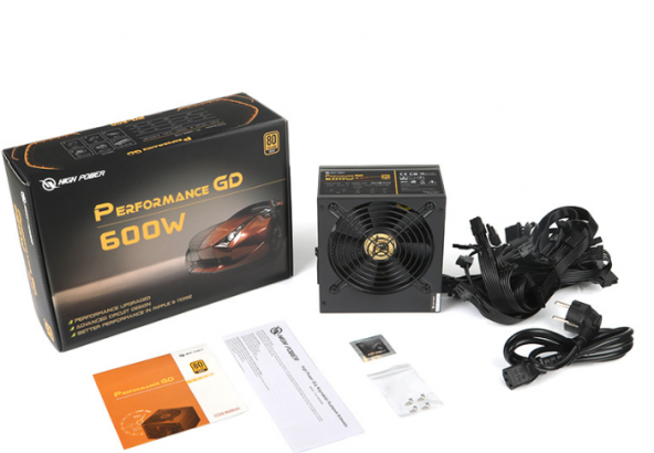 High Power HP1-J600GD-F12S Performance GD 600W 80+ Gold 50A Single Rail Aktif PFC Siyah Power Supply - 2