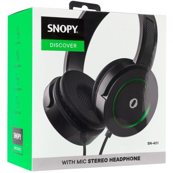Snopy SN-401 DISCOVER Yeşil Güçlendirilmiş Bass Etkili Mikrofonlu Kulaklık - 2