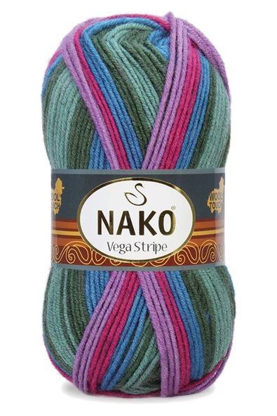 5 Adet Vega Stripe Premium Akrilik El Örgü İpi Yünü No: 82408 - 4