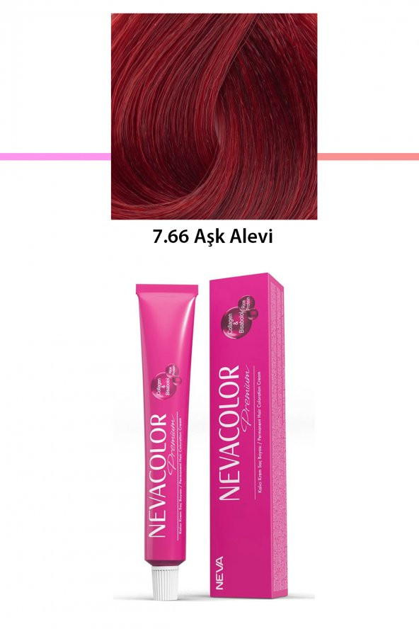 Premium 7.66 Aşk Alevi - Kalıcı Krem Saç Boyası 50 g Tüp - 1