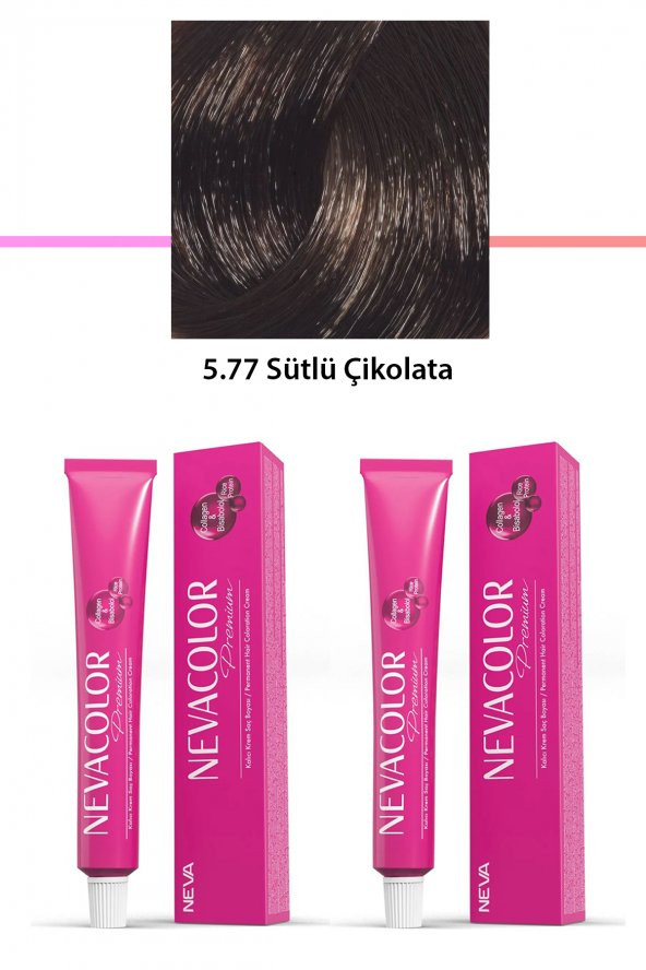 2 li Set Premium 5.77 Sütlü Çikolata - Kalıcı Krem Saç Boyası 2 X 50 g Tüp - 1