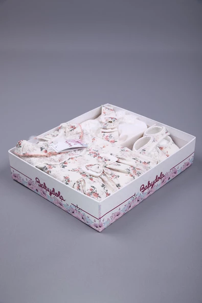 Babydola Çiçekli Dantel Detaylı Kız Bebek Bayramlık 5'li Kutulu Set 11726 - 3