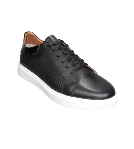 YAZKIŞ Erkek Siyah Cilt Hakiki Deri Beyaz Tabn Sneacer Spor Ayakkabı ürün görseli