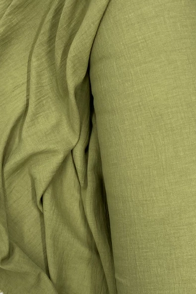 Keten Kumaş - Organik Kumaş - Perde Kumaşı - Ince Keten - Kıyafet Için Kumaş Örtü Haki Yeşil 82 - 2