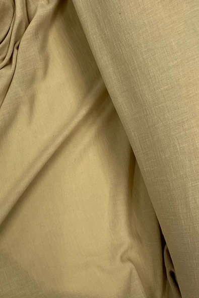 Keten Kumaş - Organik Kumaş - Perde Kumaşı - Ince Keten - Kıyafet Için Kumaş Örtü Koyu Bej 81 - 2