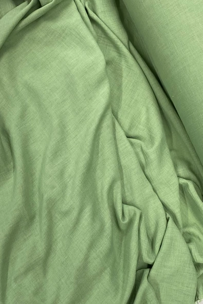 Keten Kumaş - Organik Kumaş - Perde Kumaşı - Ince Keten - Kıyafet Için Kumaş Örtü Çağla Yeşili 75 - 2