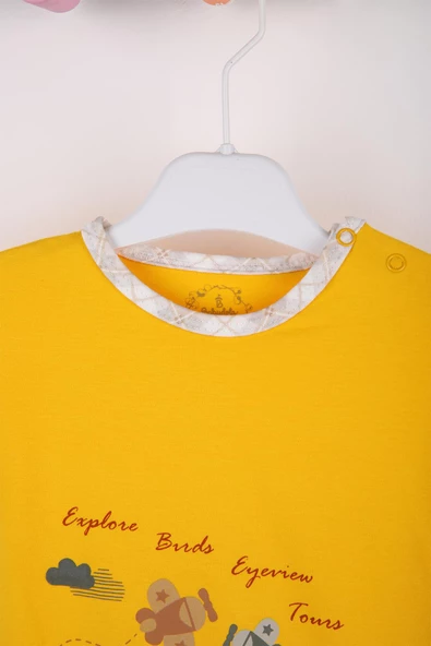 Helikopter Baskılı Yakası Çıtçıtlı Bayramlık Basic Tulum 12903 - Resim 2