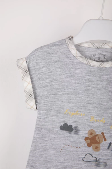 Helikopter Baskılı Yakası Çıtçıtlı Bayramlık Basic Tulum 12903 - Resim 11