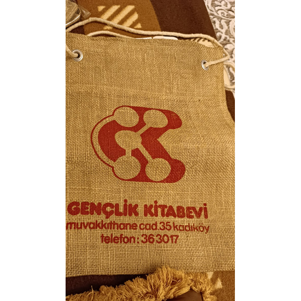 Kitap çantası - Gençlik kitabevi keten teliz çanta Ebat : 30 +40 cm