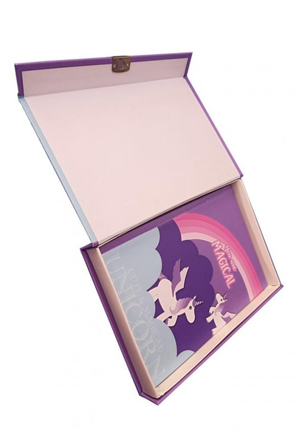 Hatıra Defteri Kilitli Kız Modeli Günlük Defteri Unicorn Hediye Kutulu 100 Yaprak Çizgili 1 Adet Unicorn
