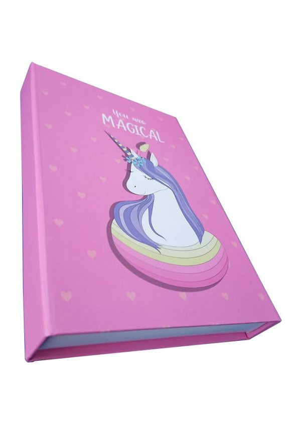Hatıra Defteri Kilitli Kız Modeli Günlük Defteri Unicorn Hediye Kutulu 100 Yaprak Çizgili 1 Adet Unicorn