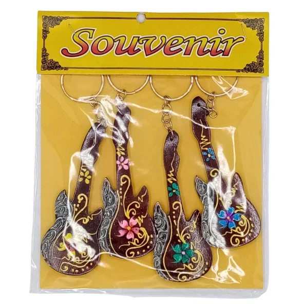 Hindistan Cevizi Gitar Anahtarlık Dörtlü Hediyelik Paket - Resim 2