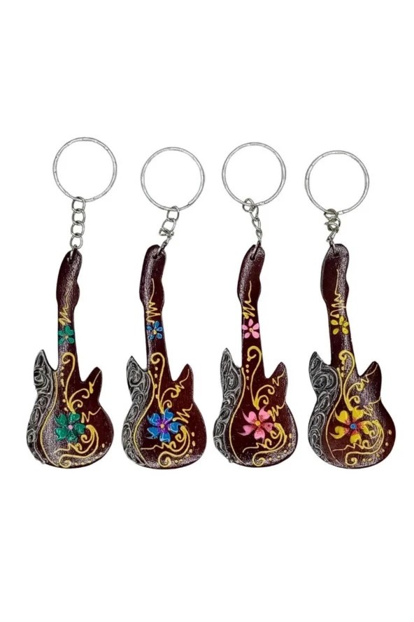 Hindistan Cevizi Gitar Anahtarlık Dörtlü Hediyelik Paket - Resim 4