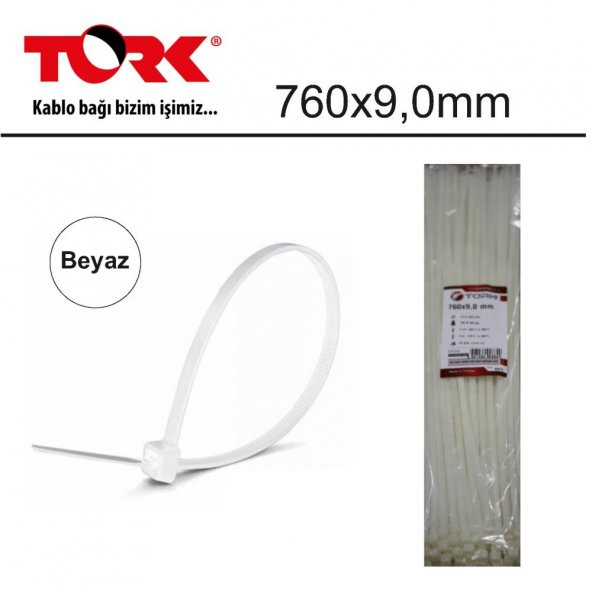 Tork TRK-760-9,0mm Beyaz 100lü Kablo Bağı (86978)