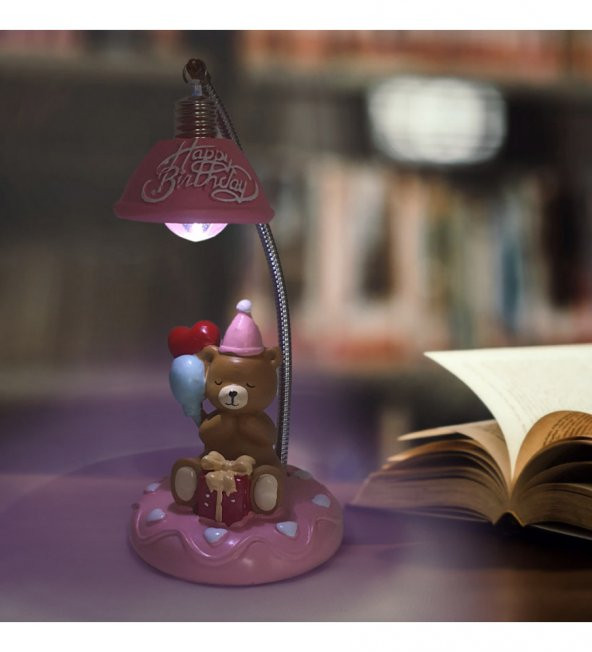 Happy Birthday 3D Ayıcık Tasarım Masa Lambası - 2