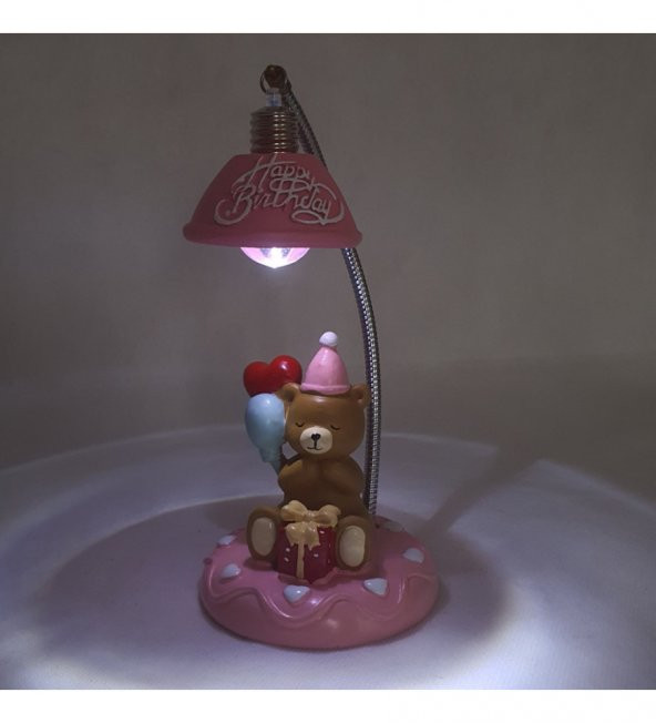 Happy Birthday 3D Ayıcık Tasarım Masa Lambası - 5