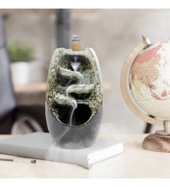 Şelale Model Seramik Tütsülük ve Buhurdanlık Gri HK2591 ürün görseli