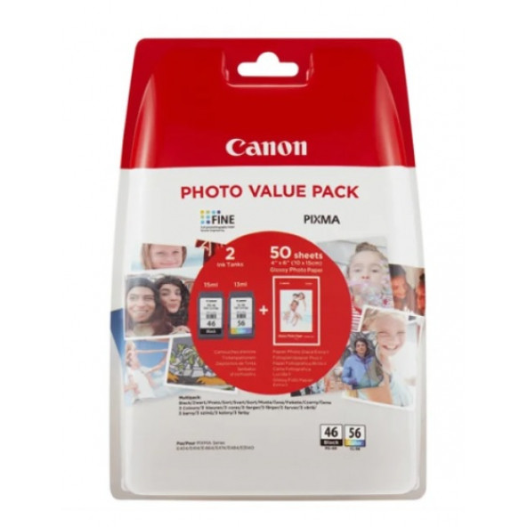 Canon 9059B003 PG-46 CL-56 2'li Kartuş + Fotoğraf Kağıdı