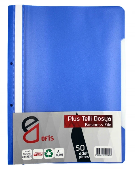 E&D Ofis Plus Mavi Telli Dosya 50'li Paket