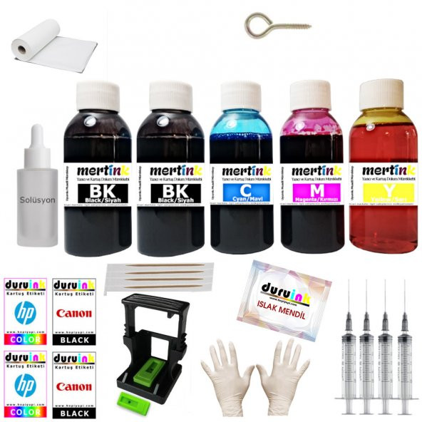 CANON MP235 MP240 MP250 KARTUŞ DOLUM SETİ 5 li SET 5X100ML  (PG 510 CL 511) MÜREKKEP
