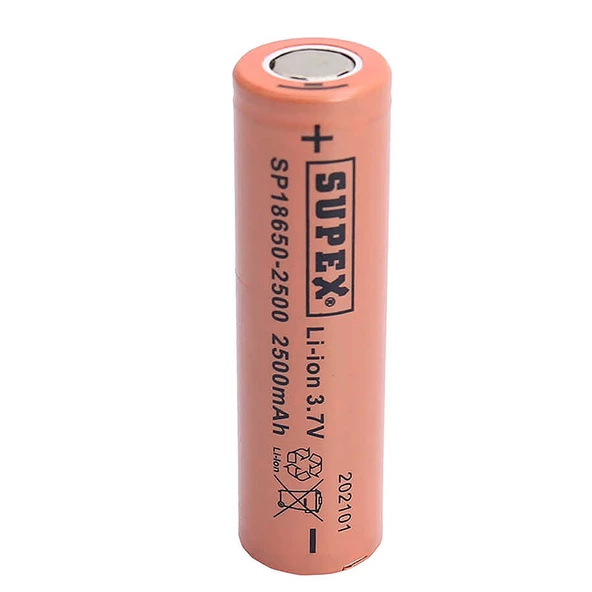 Supex 18650 2500 3 7v 2500 Mah Düz Kafa Lı Ion Pil