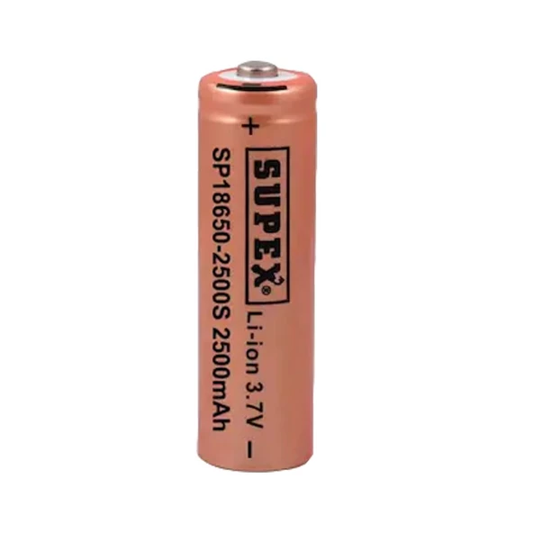 Supex SP18650-2500S 2500 mAh 3.7 V 18650 Başlı Li-Ion Şarj Edilebilir Pil