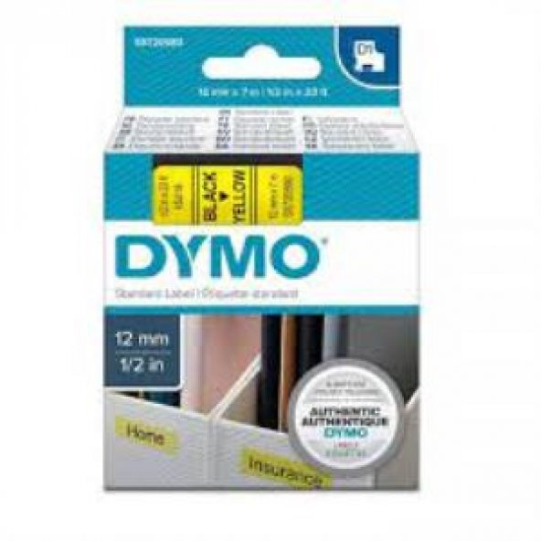 DYMO S0720500 D1 Yedek Şerit, 12 mm x 7 mt, Şeffaf- Siyah (45010)