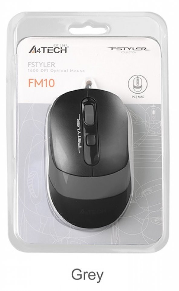 A4 Tech Fm10 Usb Fstyler Gri Optik 1600 Dpı Mouse