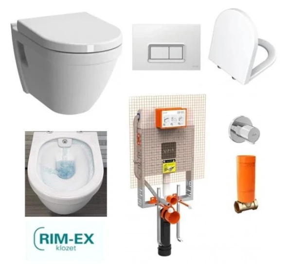 Vitra S50 Rimex Kanalsız Asma Klozet Ve Vitra Gömme Rezervuar Tam Set - 2