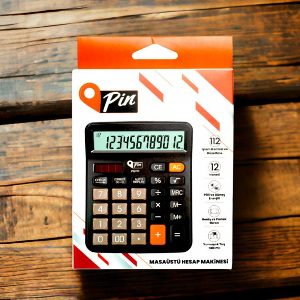 Pin 111 Büyük Boy 12 Hane Masaüstü Hesap Makinesi - Resim 3