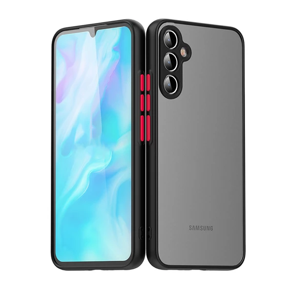 Galaxy A14 Kılıf Zore Hux Düğme ve Kapak Zıt Renk Kılıf