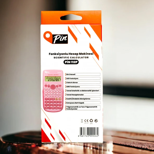 Pin 112P Pembe 240 Bilimsel Fonksiyonlu Hesap Makinesi GKE - Resim 5