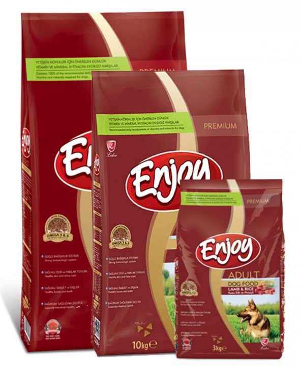 ENJOY KUZU ETLİ PİRİNÇLİ YETİŞKİN KÖPEK MAMASI 15KG