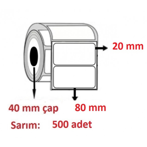 80x20 ECO TERMAL ETİKET ( 500 lü )