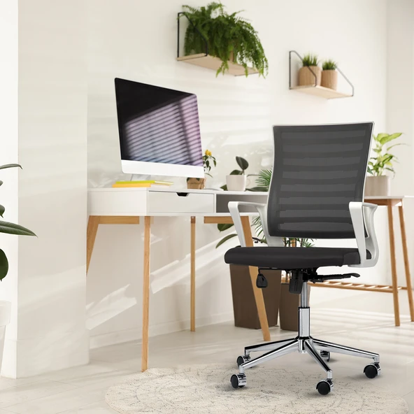 Asbir Mobilya Ceo Fileli Çalışma Koltuğu Ofis Sandalyesi Çalışma Sandalyesi Siyah - 5