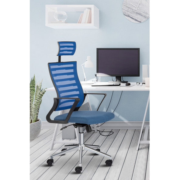 Asbir Mobilya Capri Başlıklı Fileli Metal Ayaklı Ofis Koltuğu Çalışma Koltuğu - 5