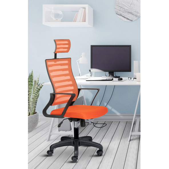 Asbir Mobilya Capri Başlıklı Fileli Ofis Koltuğu Çalışma Koltuğu Bilgisayar Sandalyesi - 5