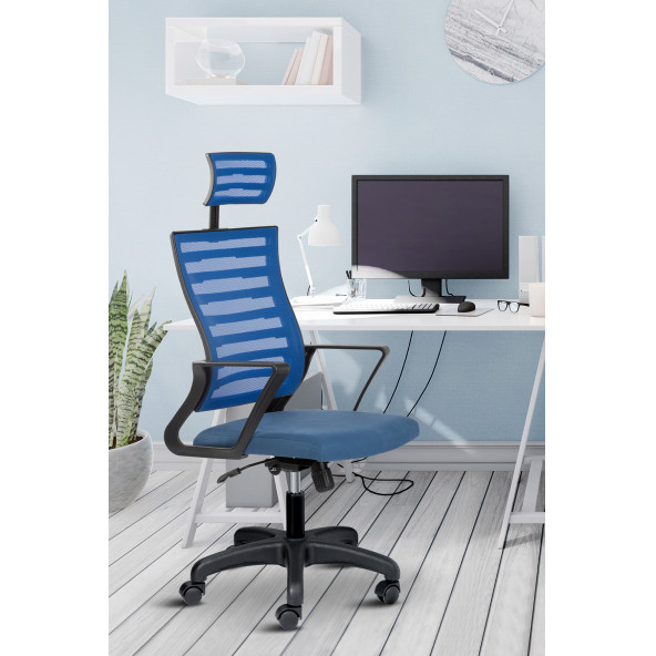 Asbir Mobilya Capri Başlıklı Fileli Ofis Koltuğu Çalışma Koltuğu Bilgisayar Sandalyesi - 5