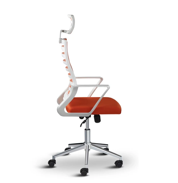 Asbir Mobilya Ceo Fileli Başlıklı Metal Ayaklı Çalışma Koltuğu Ofis Sandalyesi Turuncu - 3