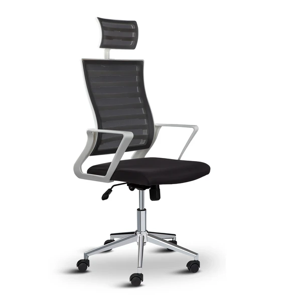 Asbir Mobilya Ceo Fileli Başlıklı Metal Ayaklı Çalışma Koltuğu Ofis Sandalyesi Siyah - 3