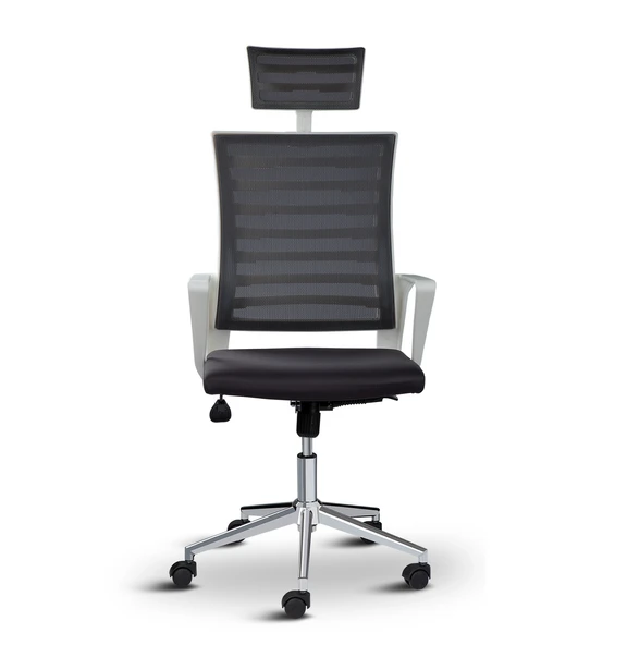 Asbir Mobilya Ceo Fileli Başlıklı Metal Ayaklı Çalışma Koltuğu Ofis Sandalyesi Siyah