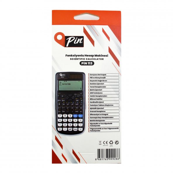 Pin 113 Siyah 552 Bilimsel Fonksiyonlu Hesap Makinesi - Resim 5