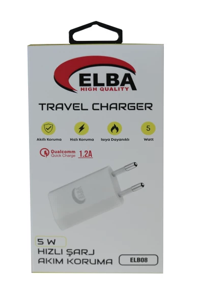 Elba Elb08 5W 1.2A Hızlı Şarj Akıllı Koruma Usb EV Şarj Kafa