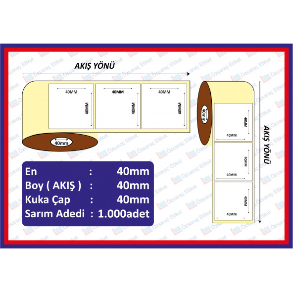 40x40 ECO TERMAL ETİKET (1000 li)