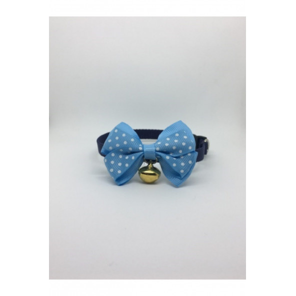 TİNEKE Mavi Puantiyeli Papyonlu Kedi Tasması No:75