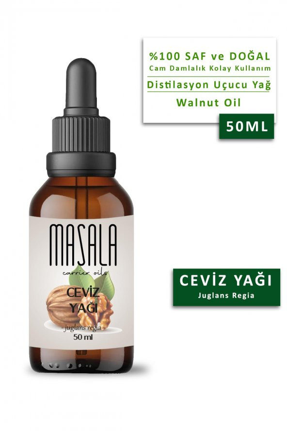 Masala Ceviz Yağı 50 ml. - Soğuk Pres (Walnut Carrier Oil) - 1
