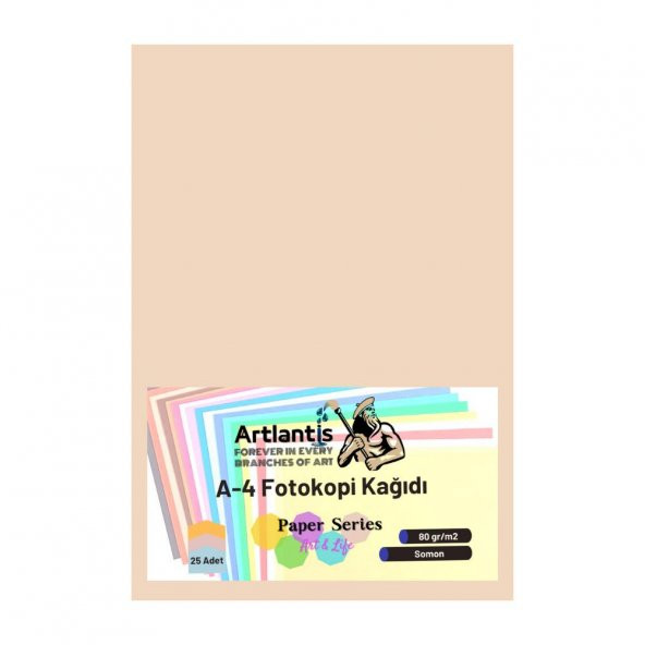 Somon Renkli A-4 Fotokopi Kağıdı 25 li 1 Paket Artlantis Fotokopi Renkli A4 Kağıdı